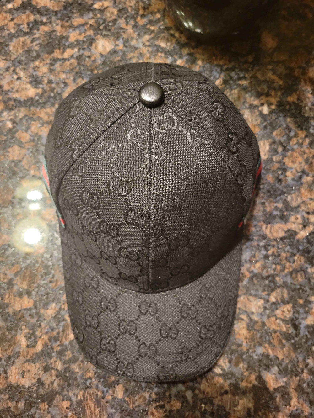 Gucci Monogram Black Baseball Cap with Signature Web Stripe - Black - Picture 4 of 9